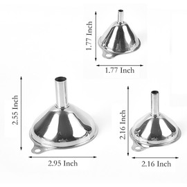 Stainless Steel Funnel, 3 Pcs 3 Different Size Funnels with 2 Cleaning Brush for Filling Bottles Flask in Kitchen (1)