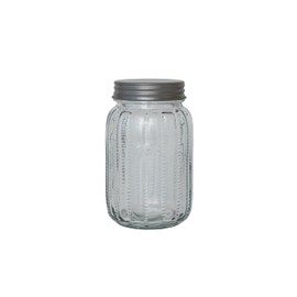 Creative Co-Op, Clear Embossed Glass Jar with Metal Lid Tea, Small