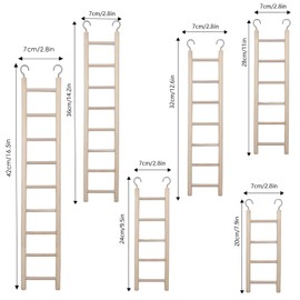 6 Pcs Natural Wooden Bird Ladder Cage Toys Bird Toys Ladder Hanging Bird Ladder Climbing Toys for Parakeets Cockatiels Parrots and Small to Medium Birds (6 Pcs)