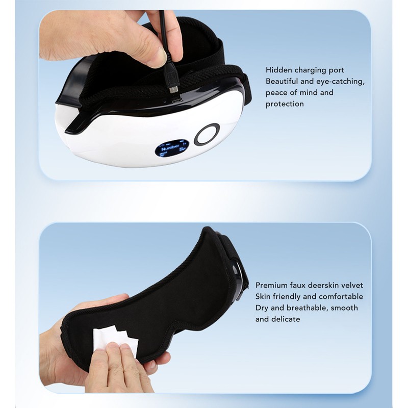 Eye Massager with Heating Bluetooth Music 6 Massage Modes Rechargeable