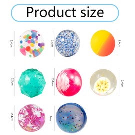 WSDFTQ 32 PCS Bouncy Balls for Kids, Bouncy Balls for Kids Party Bags, Bouncy Ball, Mixed Designs with Random Colors, Hand-Eye Coordination Toys, Party and Classroom Rewards