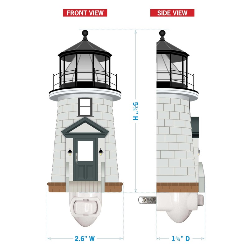 Park Designs Mystic Seaport Light House Night Light, White Lighthouse