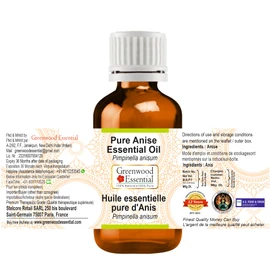 Greenwood Essential Pure Anise Essential Oil (Pimpinella anisum) Steam Distilled 100ml X 2 (6.76 oz)