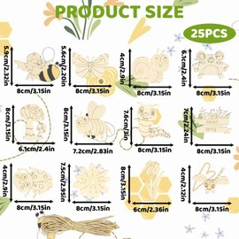 24 Pcs DIY Wooden Craft Shapes Set, Suitable for Party Crafting Activities