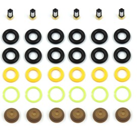 HiSport Kits de servicio de reconstrucción de inyector de combustible para motores EV1 universales anillos tóricos de inyector, espaciadores de inyector, tapas de retención de inyector, filtros de microcesta de inyector, 6 unidades por paquete