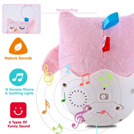 Baby Toys 0-6-12 Months, Plush Owl Musical Toys, Cute Stuffed Animal Infant Toys with Light & Sounds, Roly-Poly Sensory Toy Birthday Gift for Newborn Boys & Girls