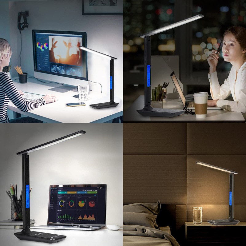 LED Desk Lamp with 10W Wireless Charger, USB Charging, Touch
