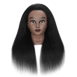 100% Real Hair mannequin head human hairBraiding Training Model Head Doll Training Head Practice Girls Modeling Braids Hairdresser Practice Dyeing Curly Hair Bun Display with Clip Stand (16Inches)