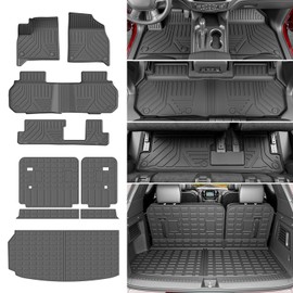 powoq 8 Seats Floor Mat Compatible with 2024-2026 Chevy Traverse Cargo Mat 25-26 GMC Acadia Floor Liner TPE Cargo Trunk Liner Replacement for 2024-2026 Chevy Traverse Accessories
