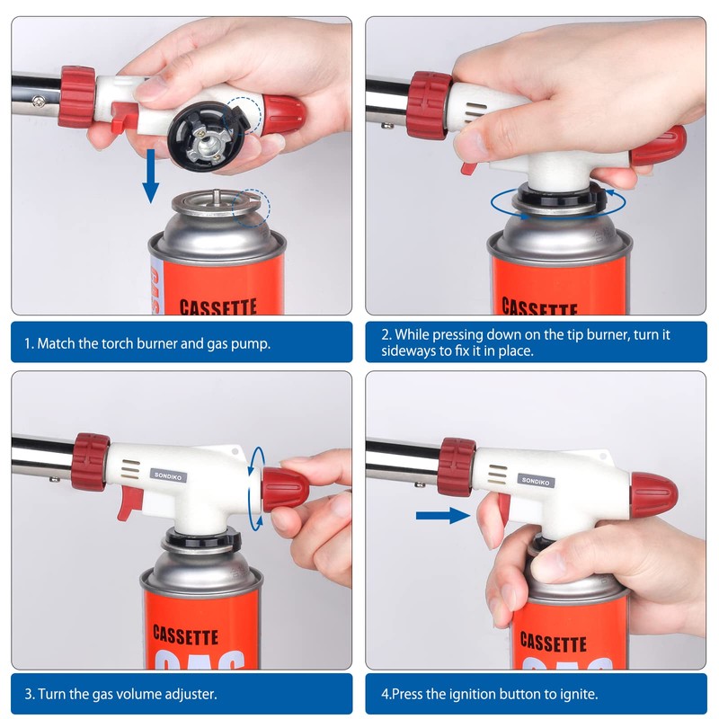 Sondiko Dual Flame Mode Butane Torch Head S516, Professional Grilling