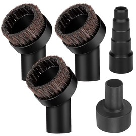 ANBOO Vacuum Brush Attachment 1 1/4 inch Round Soft Horse Hair Vacuum Brush Bristle with 2 1/2" to 1 1/4" Vacuum Hose Adapter Kit Compatible with Most Vacuum Cleaners, Pack of 5