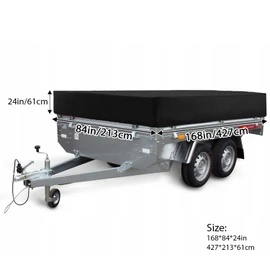 VWACBOAW Utility Trailer Cover, Waterproof Dust Heavy Duty Dump Trailer Cover, 420D Heavy Duty Oxford Fabric, Dump & Utility Trailer Cover no ramp gate, Wind-Proof/Anti-UV (7 * 14,Black)