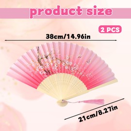 2Pcs Hand Fans for Women Foldable Chinese Fan Paper Fan Handheld Women Hollowed Hand Foldable Fan with Fabric Sleeve Bamboo Silk Folding Hand Fan for Wedding Birthday Party DecorationTravel Supplies