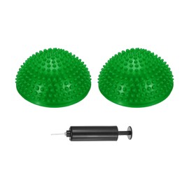 PATIKIL 2 Pcs Half Spiky Domes Balance Pods 6.7x3.1 Inch, Balance Trainer Dots with Hand Pump for Core Body Balancing Stability Training Foot Massage, Green