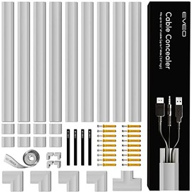 153â Cable Concealer - Cord Cover Wall - Paintable Cord Hider , Wire hiders for TV on Wall - Cable Management Cord Hider Wall Including Connectors & Adhesive Strips Cable Raceway - Grey