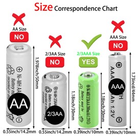 Yibatopow 4 Packs Ni-MH 2/3AAA 1.2v 200 mah Rechargeable Batteries,2/3 AAA Battery for Solar Lights,Outdoor Solar Garden Art Light Battery(They are not AAA Size Batteries)