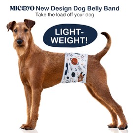 MICOOYO Male Dog Diaper Lightweight Dog Wraps Male Washable Dog Diapers Dog Belly Bands for Male Dogs, Male Dog Wraps Medium (Star Space,M)