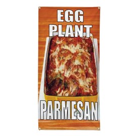 Vertical Vinyl Banner Multiple Sizes Eggplant Parmesan Food Fair Restaurant Cafe Market Restaurant and Food Outdoor Weatherproof Industrial Yard Signs 4 Grommets 30x12Inches