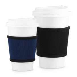 kwmobile 2x Cup Holder Neoprene - Cup Sleeve for Coffee, Tea, Hot Drink, Burn-Proof, Black/Navy Blue