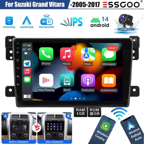 ESSGOO Android 14 For Suzuki Grand Vitara 2005-15 Car Stereo