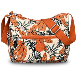 VOBUKE Shoulder Bag Women's Medium Waterproof Nylon Crossbody Bag with Multiple Compartments Lightweight Shoulder Bag Adjustable Wide Leisure Small Messenger Bag for Shopping, Travel, A-orange