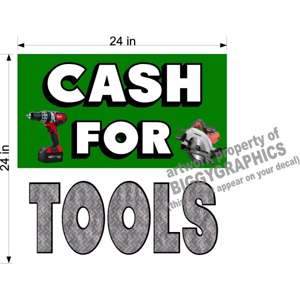 BiggyGraphics PERFORATED WINDOW VINYL DECAL 2' X 2' GRAPHIC CASH