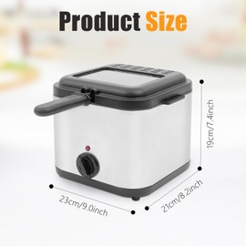 WUSILILU Electric Deep Fryer, 110V/50Hz 1000W Stainless Steel Fryer with Basket and Lid 2.5L Deep Fryer Pot Adjustable Temperature Dishwasher Safe Parts Countertop for Kitchen