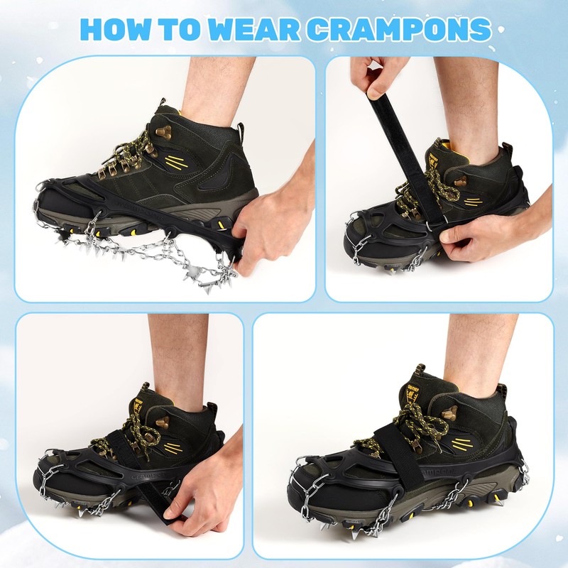 24 Teeth Mountain Boots Crampons (Black, XL)