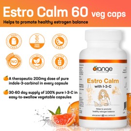 Orange Naturals Orange Naturals - Estrogen Calm with Indole-3-Carbinol - 200mg 60 v-Caps - Womens Hormone Balance Supplement - Female Estrogen Supplements for Women - Estrogen Metabolism Supplement - I3C Supplement