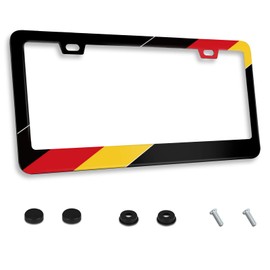 German Flag Germany Personalise License Plate Frame Car License Plate Stainless Steel Accessory License Plate Decorative with 2 Holes and Screw 12 x 6 Inch for US Canada Vehicle Standard