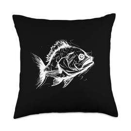 Angel Fishing, lustige Sprüche Bass Fish Comic Art Design for Men Women Children Throw Pillow, 18x18, Multicolor