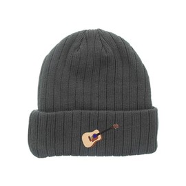 FB- classic guitar embroidered fleece beanie, insulated winter beanie, custom make beanie, cool gift (GREY)