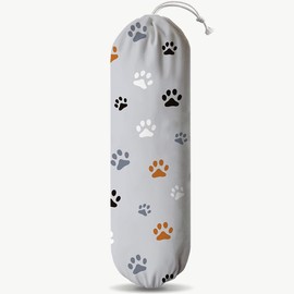 Paw Prints Plastic Bag Holder, Reusable Grocery Garbage Bags Holder, Wall Mount Plastic Bags Organizer, Kitchen Housewarming Gift for Women Dog Lover, Kitchen Pattern Garbage Bag 56
