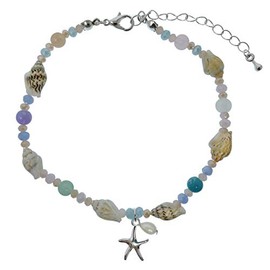 Elosee Sealife Theme Seashell Freshwater Pearl Bead Anklet