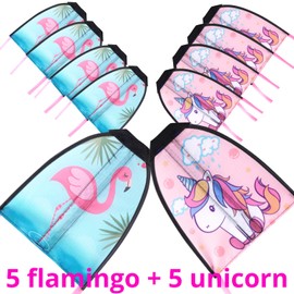 Bea's Party 10 Pack Mini Kites with Slingshots, No Strings, Easy to Fly, Funny for Outdoor Sports, Details, Birthday Gifts, Guest, Kids, College (Unicorn Flamingo)