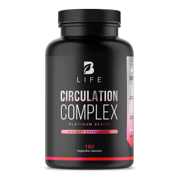 Blood Circulation Supplement - B Life Circulation Complex - 180 Capsules - Supports Good Circulation Health - Enhanced with Butcher's Broom and Horse Chestnut