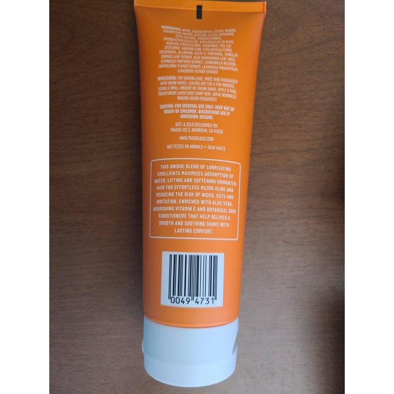 Trader Joe's Honey Mango Moisturizing Shaving Cream Shave Lotion 8