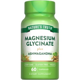Nature's Truth Magnesium Glycinate with Ashwagandha | 60 Capsules | Vegan, Non-GMO & Gluten Free Supplement