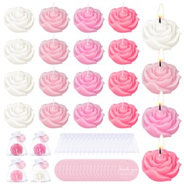 Treela 24 Set Flower Candles Wedding Candle Favors for Guests Pink Rose Shaped Tealight Candles Mini Flower Candles for Return Gift Wedding Birthday Bridal Shower Housewarming Party