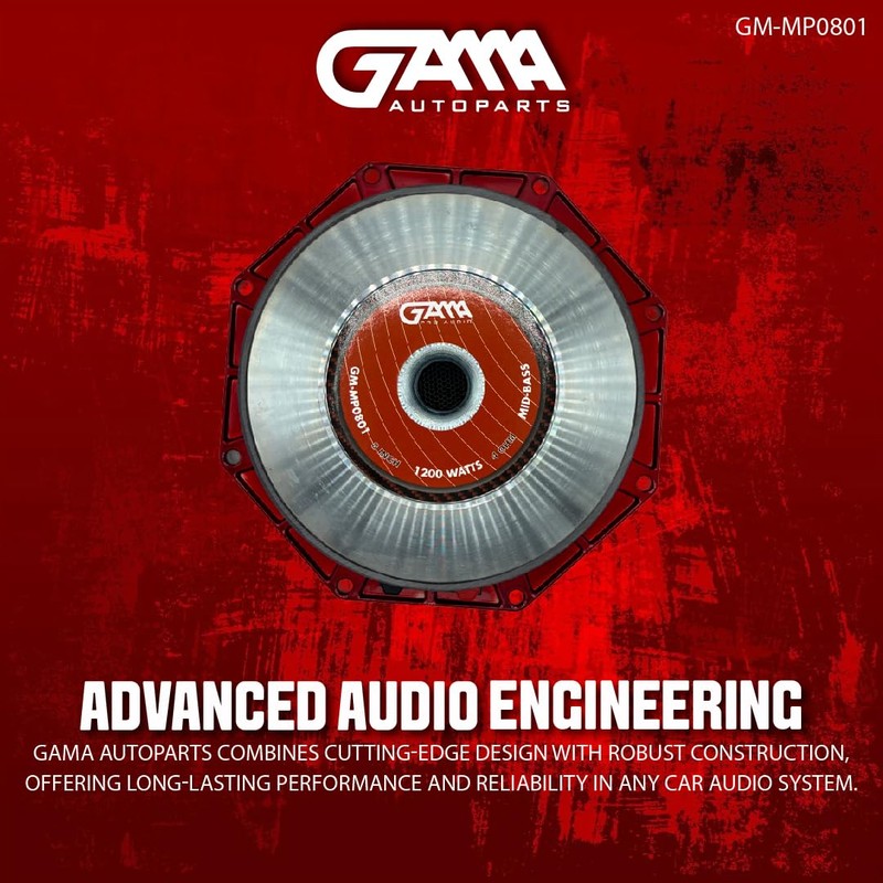 GAMA AUTOPARTS 8" High-Performance Midrange Octagonal Speaker - 1200W Max,