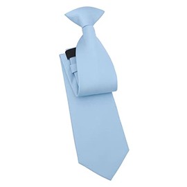 DQT Men's Plain Twill Wedding Formal Clip On Tie - Ice Blue