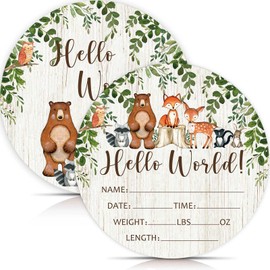 Birth Stat Sign for Newborn, Woodland Animals Baby Announcement, Forest Hello World Name Sign for Hospital Birth Announcement, Gift for New Mom, Baby Shower, Pregnancy Announcement, Photography Prop