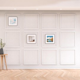 COUKIU Pre-Cut 12 Set Peel and Stick Wall Molding Trim Kit, 24" x24" Premade Wainscoting Panels, Self Adhesive Moulding Panel for Interior Walls Picture Frame