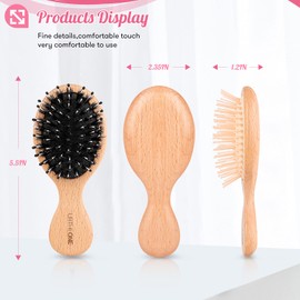 2Pcs Travel/Mini Hair Brush Boar Bristle Hairbrush for Girls Boys Kids Women Men,Detangling Brush for Thick Curly Thin Long Short Dry Hair