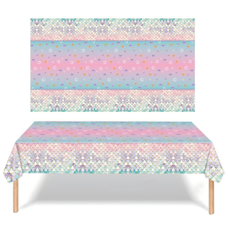 GHKJOK 2 Pack Mermaid Scale Tablecloths with 20 Napkins –