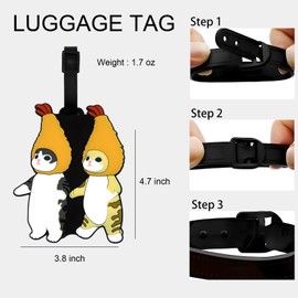 Luggage Tags for Suitcases – Cute Cat Cartoon Bag Tag with Funny Animal Design, Durable Travel ID Identifier for Suitcase & Backpack, Unique Baggage Label Gift for Men, Women, Kids