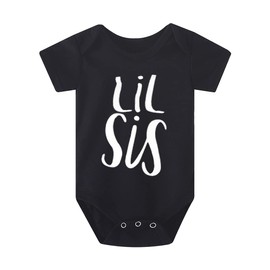 37℃ Infant Toddler Baby Girls Sister Matching T-Shirt Tops Outfit Lil Sis Romper Bodysuit and Big Sis Letters Printed Tees (0-3 Months, Lil Sis-Black)