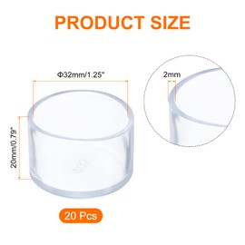 uxcell 20 Pcs Silicone Chair Leg Floor Protectors 32 Mm/1.25" Round Non-Slip Chair Leg Caps Covers, Furniture Leg Protectors for Hardwood Floors Reduce Noise and Scratches, Clear