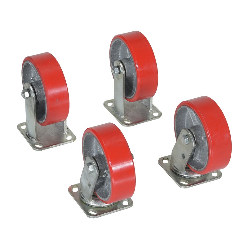 Vestil D-CK4-MR8-2 Mold-on-Rubber Plate Caster Set for Self-Dumping Hopper, 8"