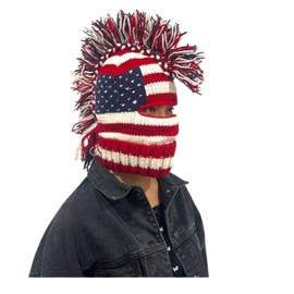 United States Mohawk Ski Mask Handmade Nepal | United States Hat - Blue Red and White Mohawk Hat | One Size Fits - Winter Stretchy USA Mohawk